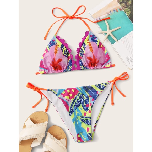 Bright Floral Tropical 2 Piece Swimsuit - Picture 2 of 9